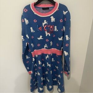Kids United Colors of Benetton Blue and Pink Le Cecil Sweater Dress - size 10-12